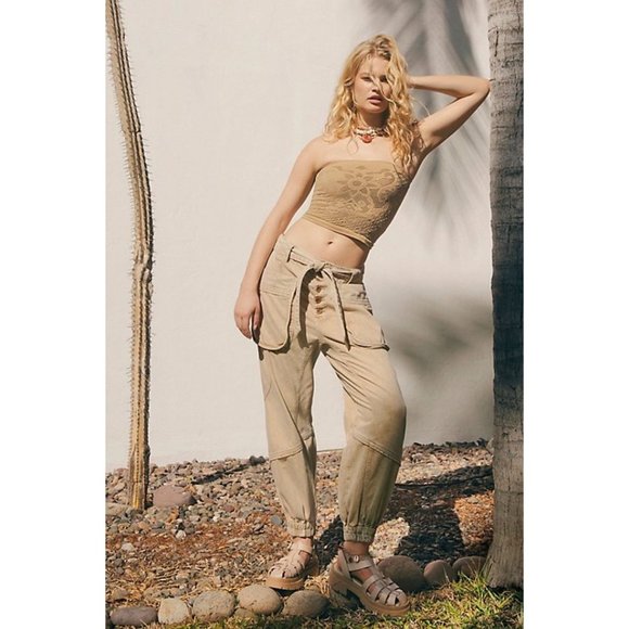 Free People Mai Tai Denim Joggers Size Large